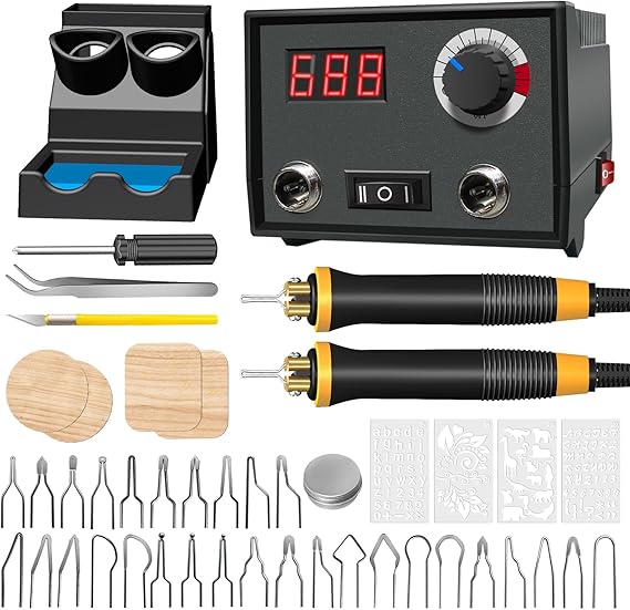 FIRElood Wood Burning Tool,Wood Burning kit Pen 25~750C,Professional Wood Burning kit,with Digital Thermometer Temperature Adjustable Temperature,1