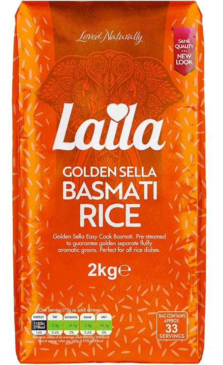 Laila Golden Sella Basmati Rice, 2 kg