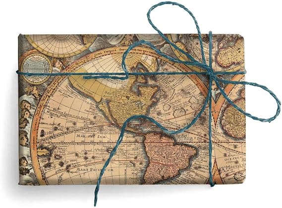 Kartos Globi World Maps Italian Wrapping Paper, Folded