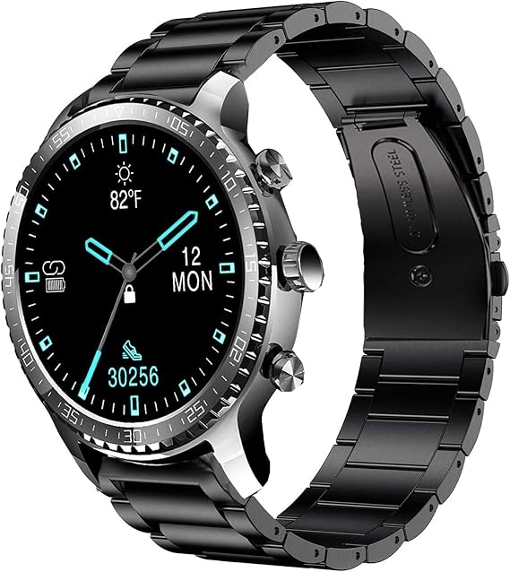 Compatible for Tinwoo Smartwatch Bands, YOUkei Stainless Steel Metal Replacement Strap Bracelet Compatible for Tinwoo T20 T20W Smartwatch (Black)
