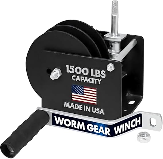 Dutton-Lainson Company - Worm Gear Winch (WG1500SR) with 5/8" Hex Drive - Rust-Resistant Finish for Heavy Equipment, Lifting and Trailers - 1500 lb Capacity, 30:1 Gear Ratio, Drill or Manual Use