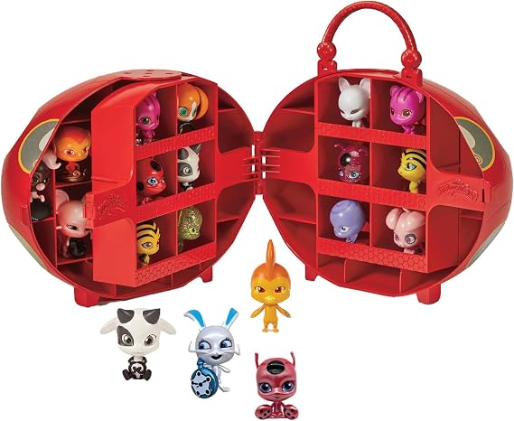 BANDAI - Miraculous Ladybug - Miracle Box with 4 Kwamis Included - Miraculous Kwamis Mini Figure Set - Official Licence - Storage Box with Handle - Toy for Children from 4 Years - P50591