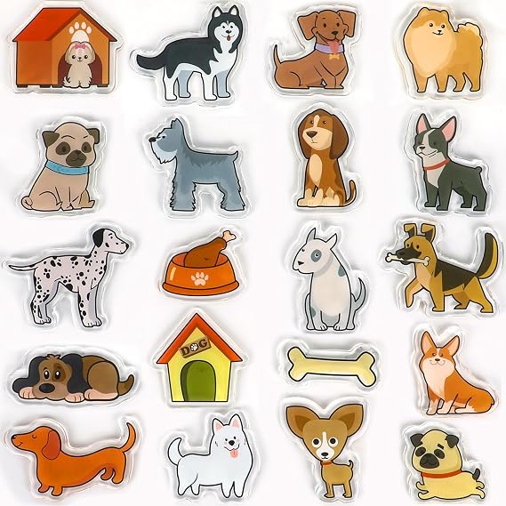 20PCS Dog Thick Gel Clings Puppy Gel Cling Stickers Reusable