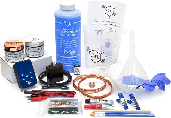 Enchanted Leaves Electroforming Kit - Learn How to Electroform in Copper - Cu Electroforming Starter Kit - with 5 Amp Cu MiniForm XL Power Supply or with No Power Supply