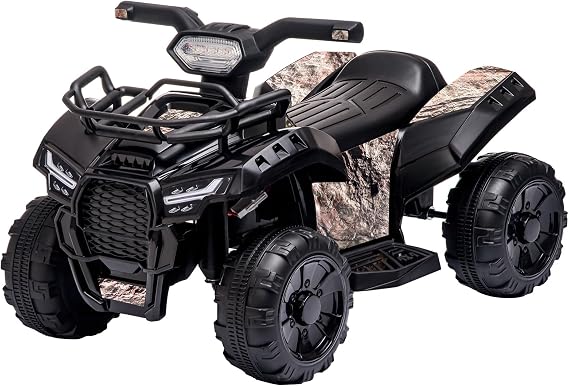 XCAR 6V ATV for Kids, 4 Wheeler for Kids with Music, Horn, Lights, 1.2mph Max Speed for Ages 37-96 Months Old, Black