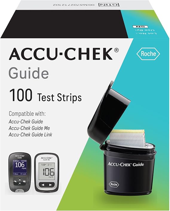 Accu-Chek Guide Glucose Test Strips, Pack of 100 | Diabetic Blood Sugar Testing