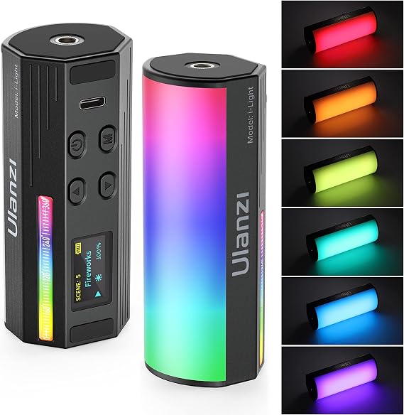 ULANZI RGB Light Wand, 360 Full Color Magnetic Mini Light Stick for Video Photography, 2500-9000K 2000mAh Rechargeable Handheld LED Light Tube for Painting Vlog TikTok YouTube