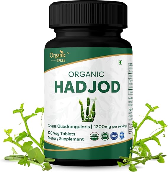 ORGANIC SPREE Hadjod 120 Tablets - Cissus quadrangularis - 60 Days Supply - Plant-Based Active Lifestyle Support* | USDA Organic, GMP, HACCP Certified