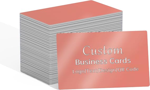Personalized Metal Business Cards 0.5mm Thick Anodized Black Aluminum Blank Cards for Laser Engraving with Custom Logo/Text/Design, Double Side Customizable, 20-600 Pack (Rosegold)