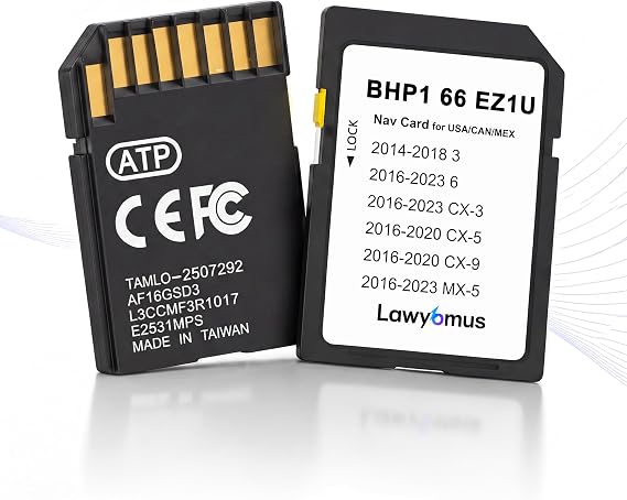 BHP166EZ1U Connect 1 Navigation SD Card for Mazda 3 CX-5 CX-9 MX-5 | For Mazda 3 2014-2018, Mazda 6/CX-3 2016-2023, CX-5/CX-9 2016-2020, MX-5 2016-2023, Offline US/CA/MX Maps, HUD & Speed Limits