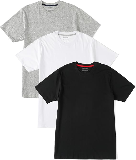 Comfneat Men's 3-Pack Lightweight Cotton T-Shirts Crew Neck Solid Tee