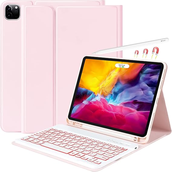 besky Keyboard Case for iPad Air 11 Inch M4/M3/M2 & Pro 11 Inch, Pink