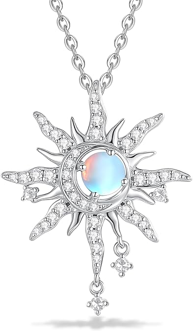 FANCIME Soluna Nexus Moon Sun Birthstone Sterling Silver Necklace for Women