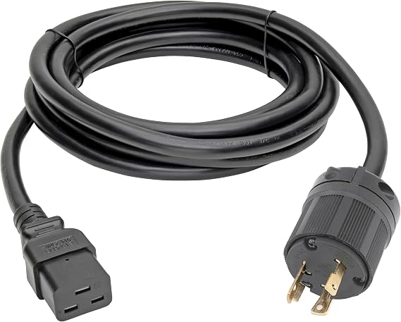 Heavy-Duty Power Cord for PDU and UPS, 20A, 12AWG, IEC-320-C19 to NEMA L6-30P, 4 ft