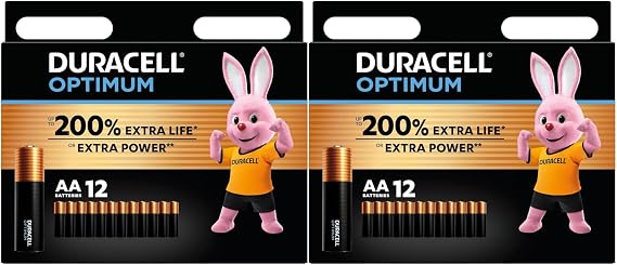 24 x Duracell AA Optimum (2 Blistercard with 12 Batteries) 24 Batteries (MX1500/Stilo/Mignon)
