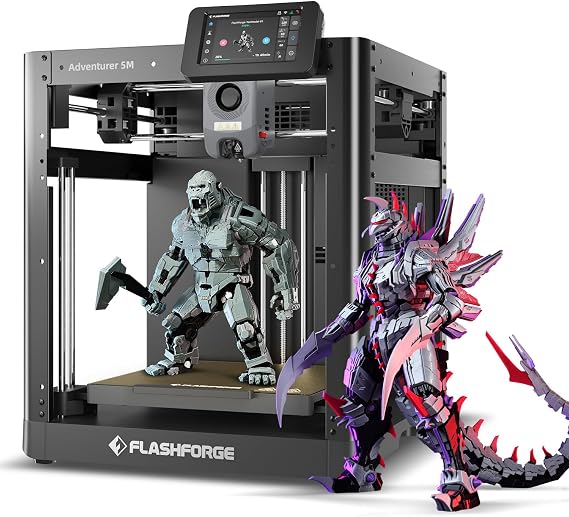 FLASHFORGE 3D Printer AD5M, 1-Click Full-Auto Calibration 600mm/s Fast Printing, CoreXY High-Speed Precision with Every Layer, 3S Quick-Swap Nozzle, Customizable Enclosure, Build Volume 220*220*220mm