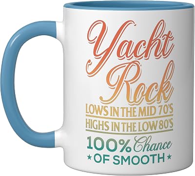 Retro Yacht Rock Music Mid 70s Low 80s - Yacht Rock Ceramic Mug, BlueWhite