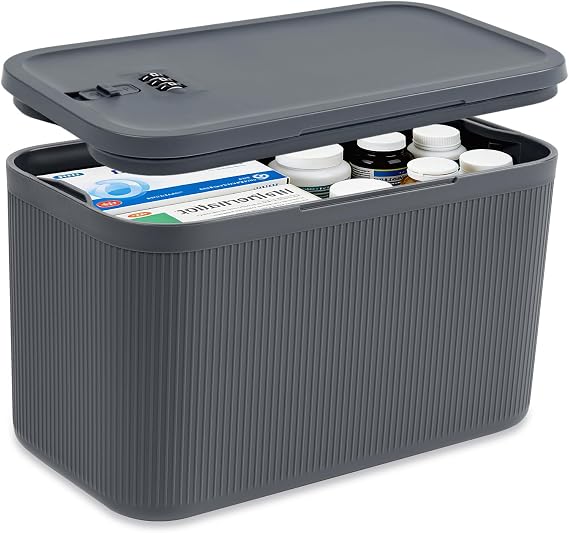 Upgraded Taller Lock Box for Medication, Phone Jail & Snacks – Large Lockable Storage Box with 3-Digit Combination Lock, Food-Safe BPA-Free Plastic– Medicine Lock Box for Home, Fridge, Travel