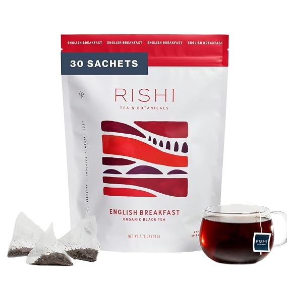 Rishi Tea English Breakfast Organic Black Tea Bags, Caffeinated, 30ct