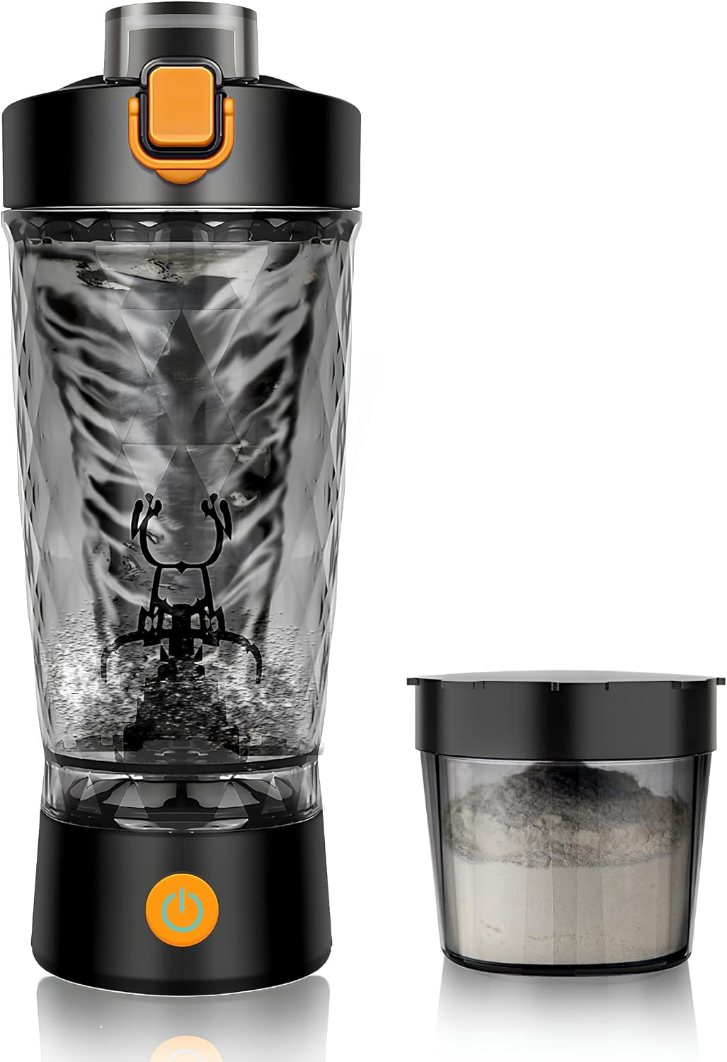 Electric Protein Shaker Bottle, Mixer Cup for Shakes and Meal Replacements, BPA-free, Portable Blender Cup with a Supplement Storage, USB Rechargeable Shaker Cups for Protein Shakes 550ml Black