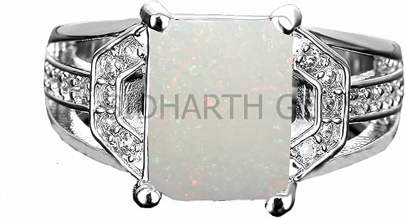 15.25 Ratti/14.00 Carat Super Multi Fire Opal Silver Ring, Certified Natural Oval White Australian Loose Gemstone (Certified Lab Card - Certificate), Metal