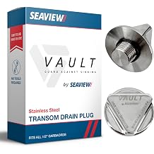 SEAVIEW Vault Transom Drain Plug | Fits All NPT 1/2" Garboards | Top Boat Plug & Ibex Innovation Winner | No Tools Required for Loosening & Tightening The Boat Drain Plug | Stainless Steel