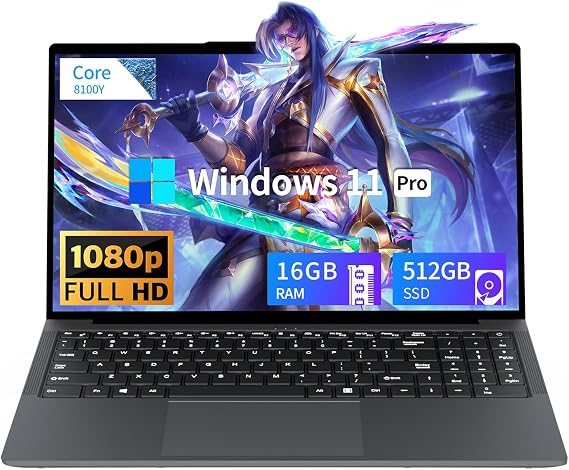 Tunhail 15.6 inch Laptop, Laptops with Core Processor (up to 3.40GHz), Gaming Laptop 16GB RAM 512GB ROM, FHD 1920 x 1080, Win 11 Pro Traditional Laptops Computers