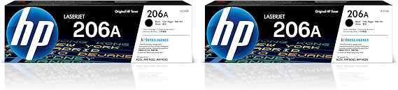 HP 206A Black Toner Cartridge | Works with Color LaserJet Pro M255,MFP M282,M283 Series | W2110A,(Pack of 2)