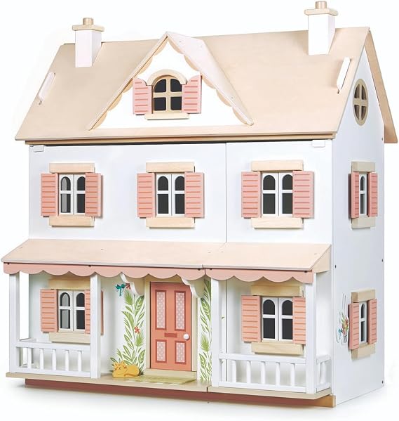 Tender Leaf Toys - Humming Bird House - 3 Story Large Wooden Colonial Style Doll House - Encourages Role-Play and Story Invention in Boys and Girls - Age 3+