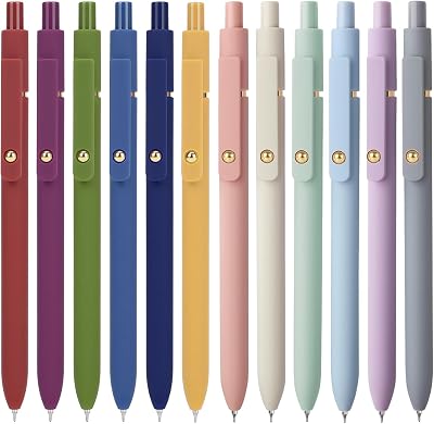 FIOVER 12Pcs Gel Pens, 0.7mm Medium Point Smooth Writing Pen, Black Gel Ink Journaling Supplies for Note Taking, Cute Aesthetic Office School Supplies Gifts for Women12PCS Black Ink