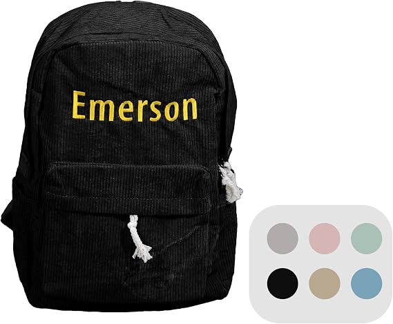 Premium Personalised Embroidered Kids Corduroy Backpack | Custom Name Travel School Bag for Kindergarten & Toddlers