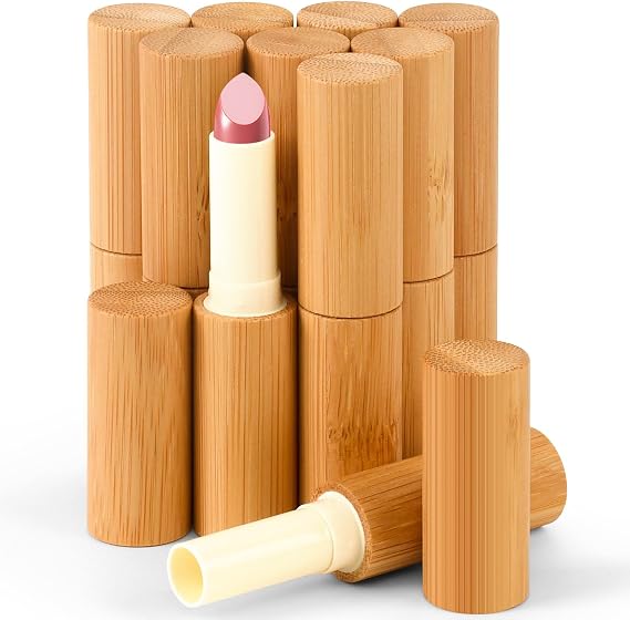 10 Pcs Refillable Bamboo Empty Lipstick Tubes for DIY