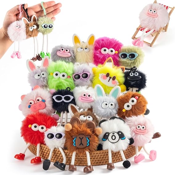20Pcs Kawaii Plush Keychain Bulk for Kids Backpacks Bag Charms