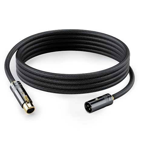HiFind XLR Cable Microphone Cable 10 Ft (Real Hi-Fi Sound-Silver Plated Copper-Spring SR) Balanced XLR Speaker Cable,3-Pin Shielded Male to Female Mic Cord,DMX Stage Lighting Cable for Speaker Systems