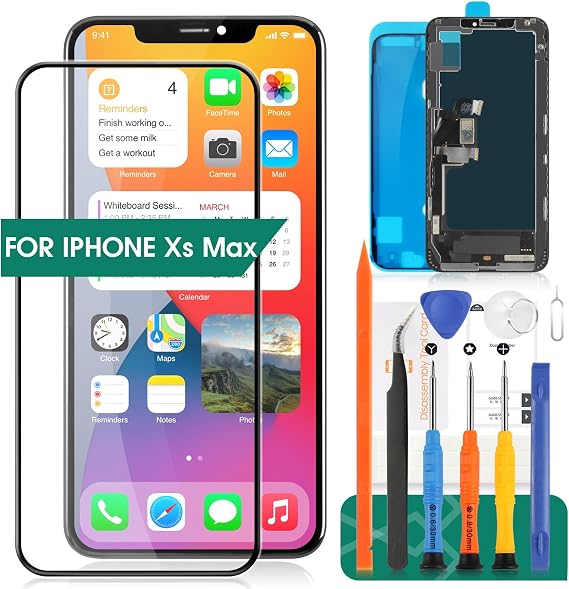 SRJTEK For iPhone XS MAX Hard OLED 120Hz Replacement Repair LCD Panel Set 6.5" LCD Display Screen Not Super Retina OLED A1921 A210 A2102 A2103 A2104 Repair Tool