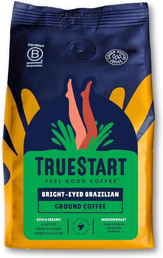 TrueStart Ground Coffee, Bright-Eyed Brazilian, 200g, 1 Pack