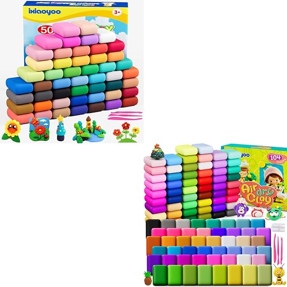 Air Dry Clay Set, 154Pcs Modeling Clay for Kids, Soft and Non-Sticky, Colorful DIY Modelling Toys Kit with Sculpting Tools, Birthday Christmas Gift for 3-12 Years Old Boys & Girl (50+104Colors)