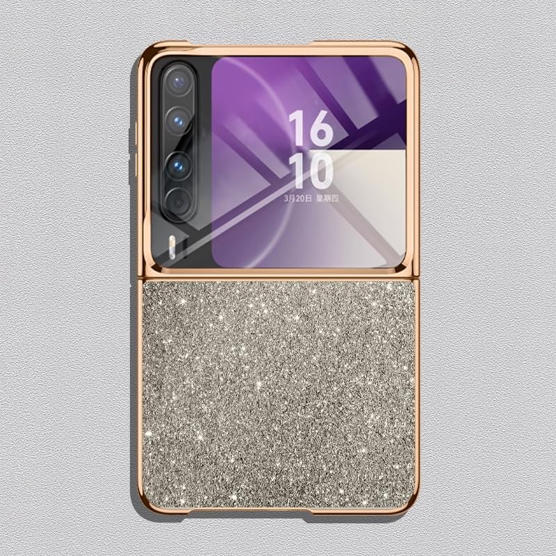 Smartphone Flip Cover Compatible with Huawei Pura X Case, Full Body Cover Shine LeatherLuxury Electroplated Ultra-Thin Anti-Scratches Shockproof Protective Phone Case for Pura XGold