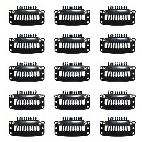 Pack of 15 Wig Clips U Shape Metal Hair Extensions and Volume Clips for Securing Hats Bangs and Styling (Black)