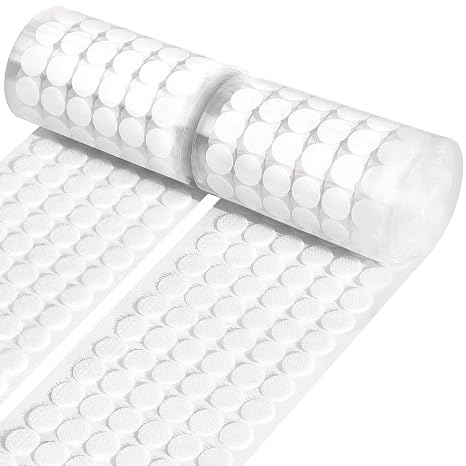 1000 Pairs 0.59" Self Adhesive Dots White Hook and Loop Dots Sticky Back
