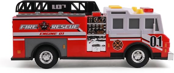 Mighty Fleet Rescue Force 12" Fire Truck Ladder Toy with Realistic Lights & Sounds, Free Wheeling Play & Working Ladder! Ages 3+