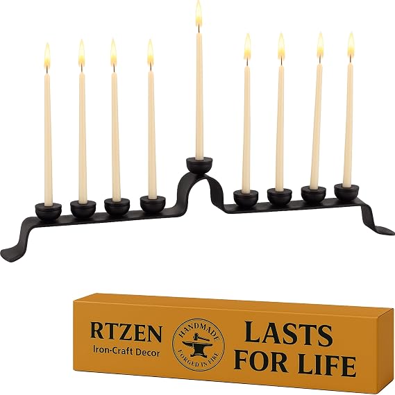 RTZEN Hanukkah Menorah 9 Branch, Large Handmade Traditional Holiday Decor