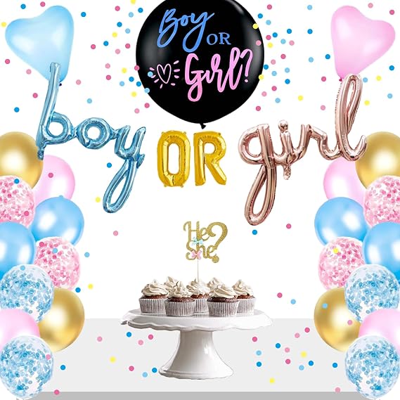 Gender Reveal Decorations, Pink and Blue Balloons, Boy or Girl Gender Reveal Neutral Party Decorations Supplies