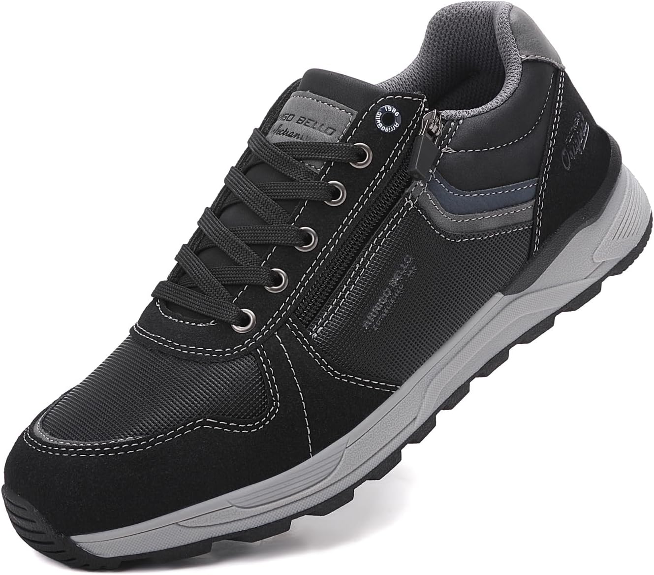 ARRIGOBELLO casual shoes men's shoes faux leather sneakers comfortable sports shoes zippers walking shoes lightweight work shoes EU41-46