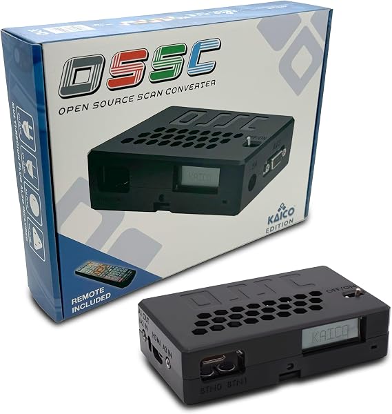 Kaico OSSC 1.8 Open Source Scan Converter, SCART Component VGA to HDMI | SCART to HDMI converter, line multiplier upscaler for zero-lag RGB retro gaming, with HDR mode, 6X output and image filters