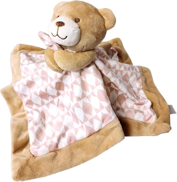 SONA G DESIGNS Baby Lovey - Bear Security Blankie Blanket with Rattle Head