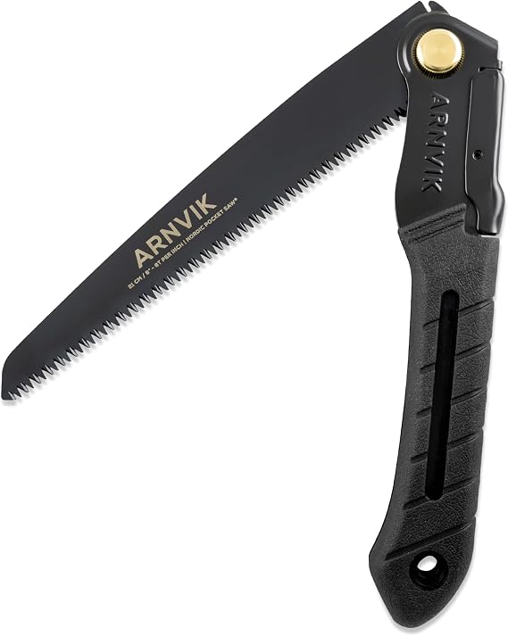 Nordic Pruning Saw for Gardening & Folding Saw Bushcraft - Arnvik - 8 Teeth per Inch - 21 cm Hardened SK5 Steel Blade for Wood - for Cutting Trees in Your Garden or Firewood When Camping