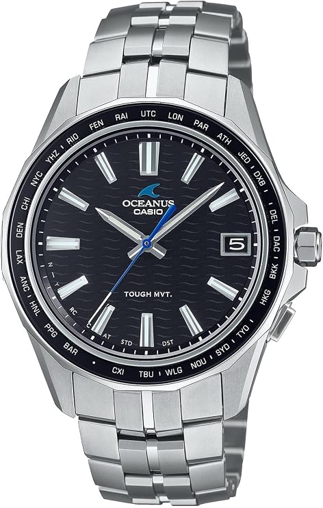 Casio Wristwatch Oceanus Domestic Genuine Product Manta Bluetooth Equipped Radio Solar Sapphire Glass, Black, Bracelet Type