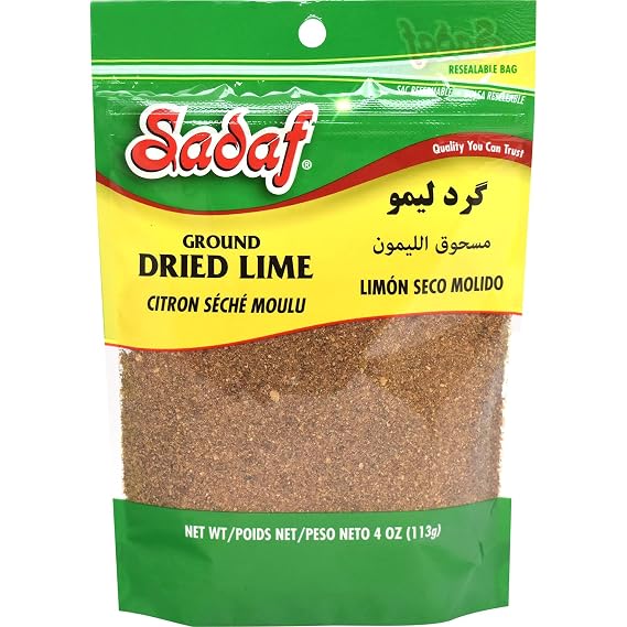 Sadaf Ground Dried Lime - Limoo Omani - Dried Lime Powder for Cooking & Food Flavoring - Lime Grounded - Kosher & Vegetarian - 4 oz Resealable Bag