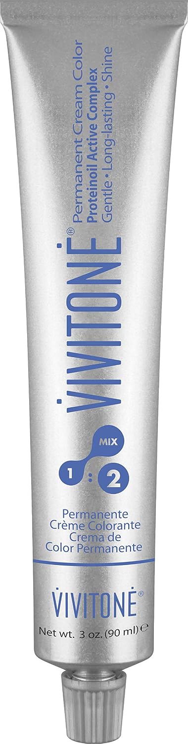 Vivitone Permanent Cream Color 8N Light Blonde 3oz. - 100% Grey Coverage, Long Lasting Shine, Made in Italy